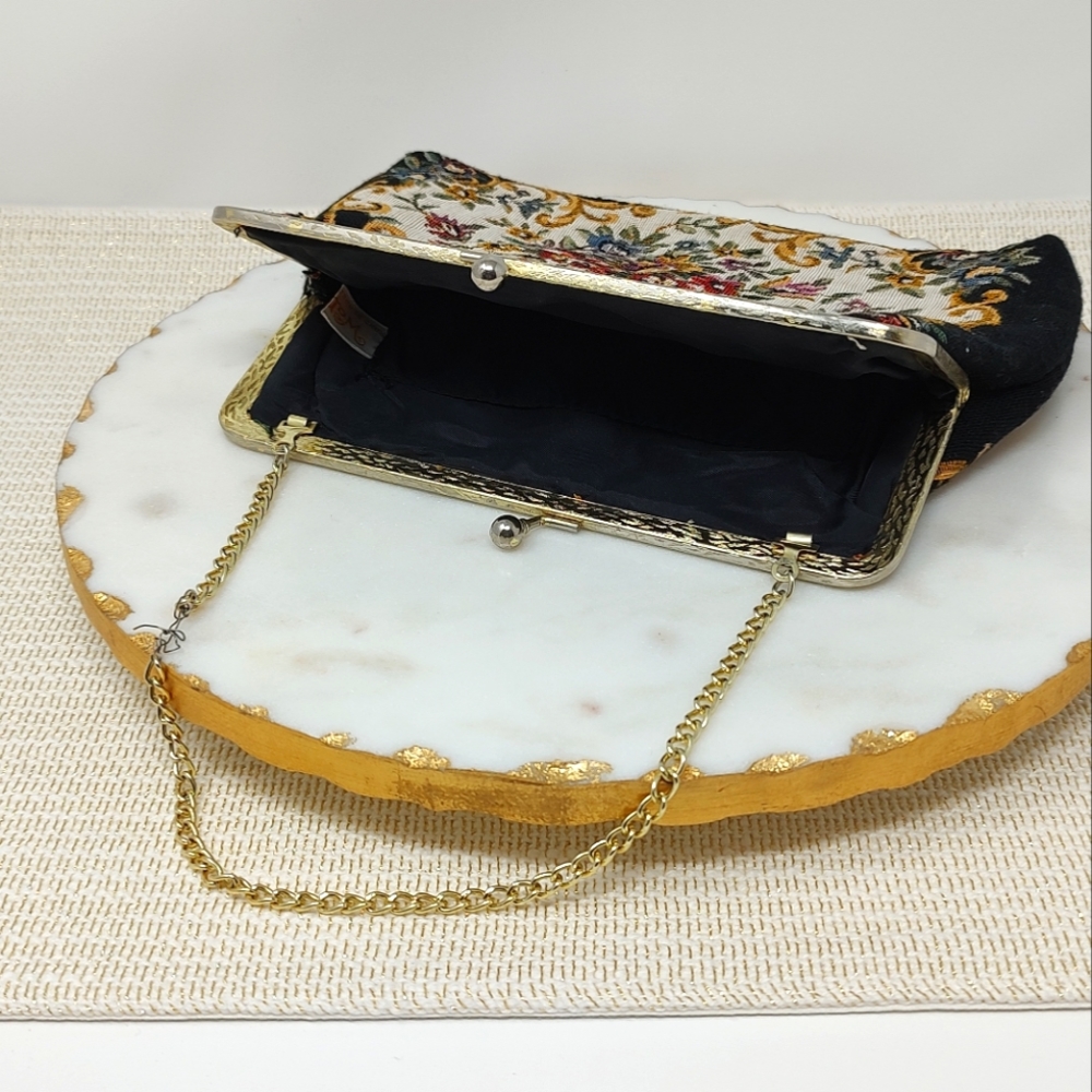 Vintage Walborg black floral embroidered clutch handbag - Picture 4 of 13